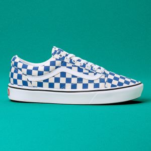 Vans Bayan Spor Ayakkabı ComfyCush Checker Old Skool Mavi/Beyaz | 68024-278